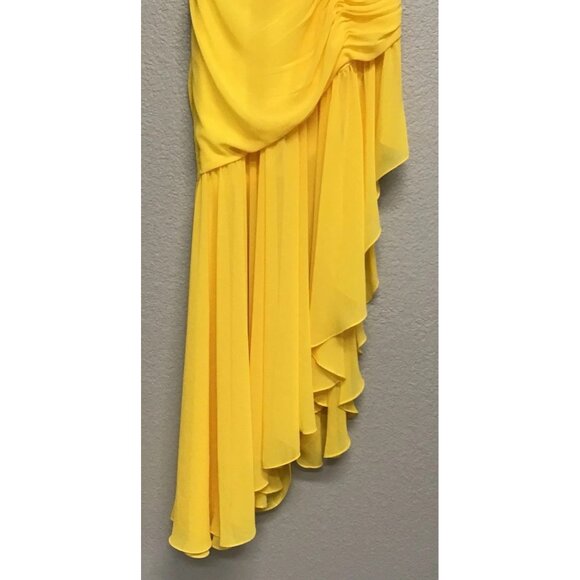 Mac Duggal NWT Asymmetrical Hem Halter Gown Long Dress Yellow Women's Size 12 - Picture 13 of 16